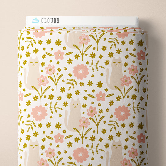 It Was The 70's by Cora Vickers : A Cat In The Flowers Pink/Olive 2293-79