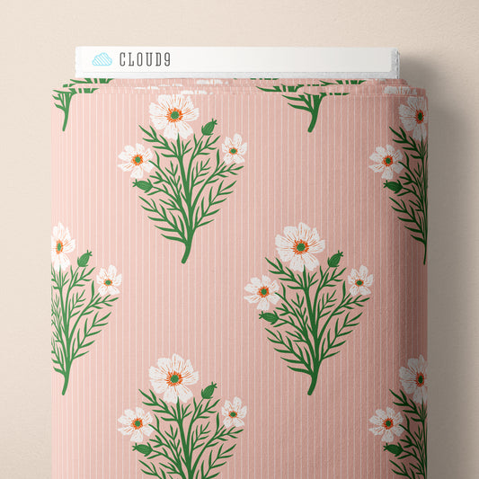 It Was The 70's by Cora Vickers : A Field of Stripes and Flowers Pink 2293-84