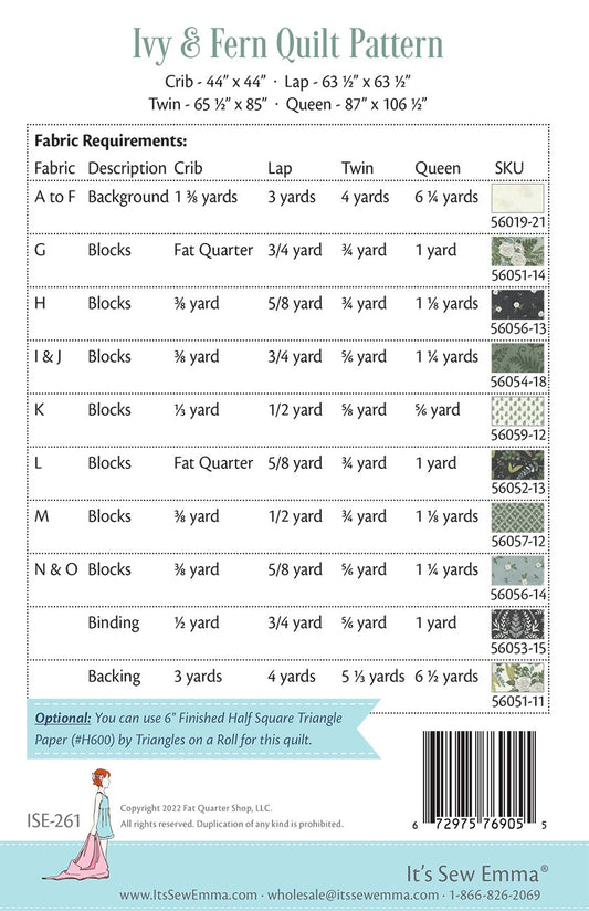 Ivy & Fern Quilt Pattern # ISE-261 - Special Order