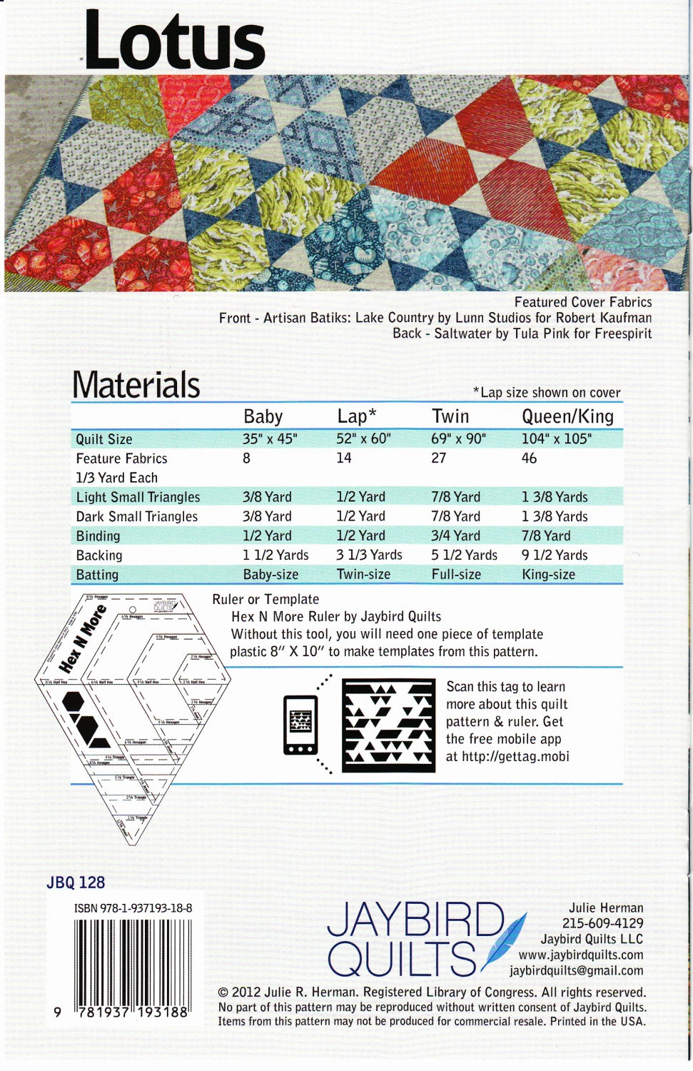 Lotus Quilt Pattern by Jaybird Quilts