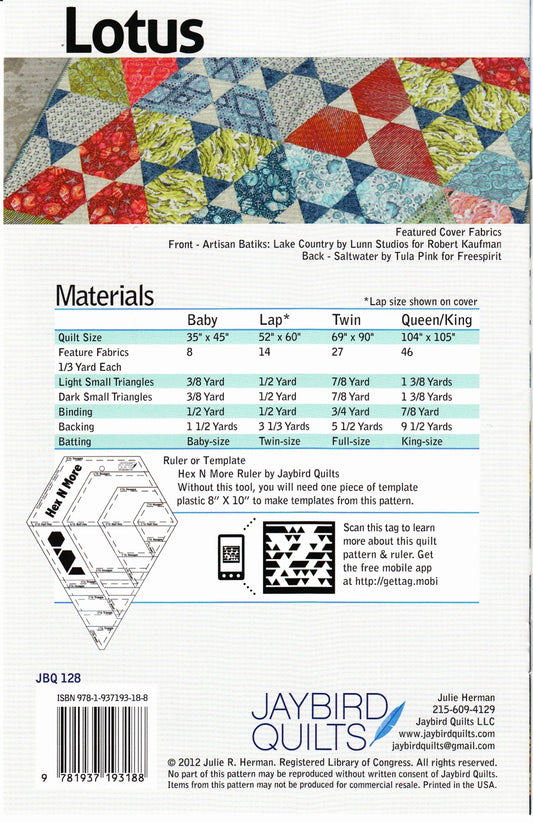 Lotus Quilt Pattern by Jaybird Quilts