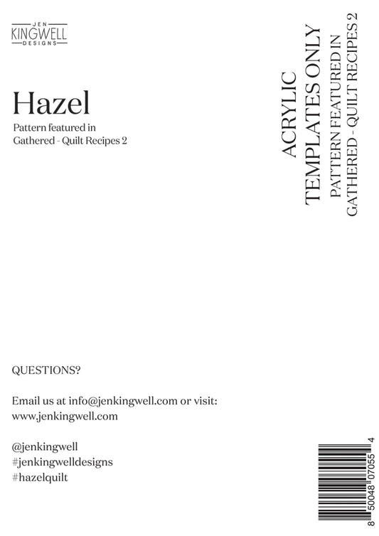 Gathered - Quilt Recipes 2 by Jen Kingwell Designs : Hazel Acrylic Template Set