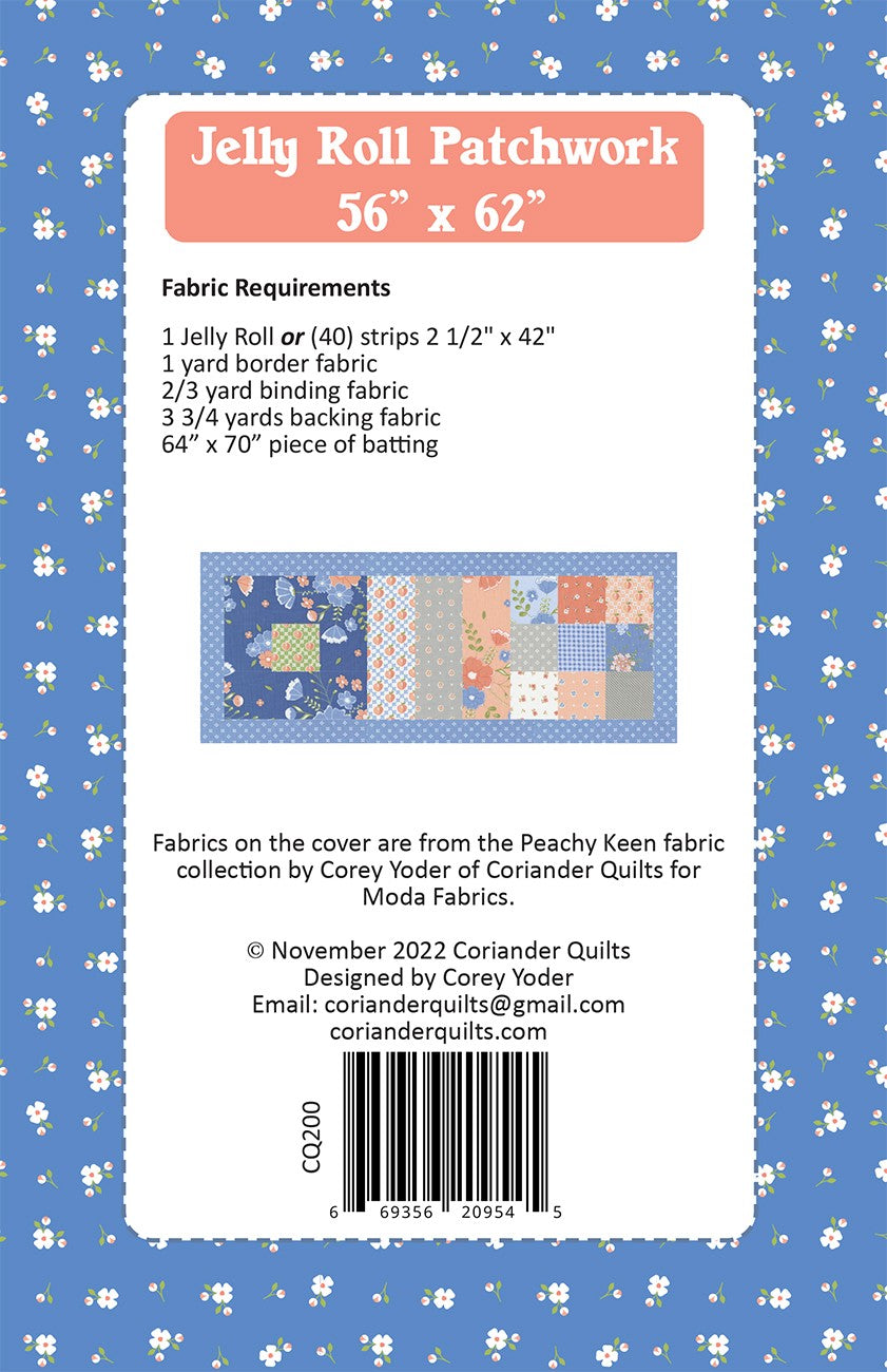 Jelly Roll Patchwork Quilt Pattern by Coriander Quilts