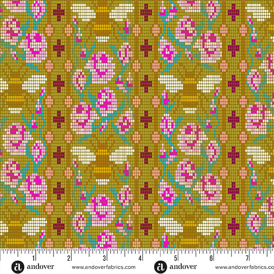 Jinny by Alison Glass : Beadwork Olive A-10333-Y1