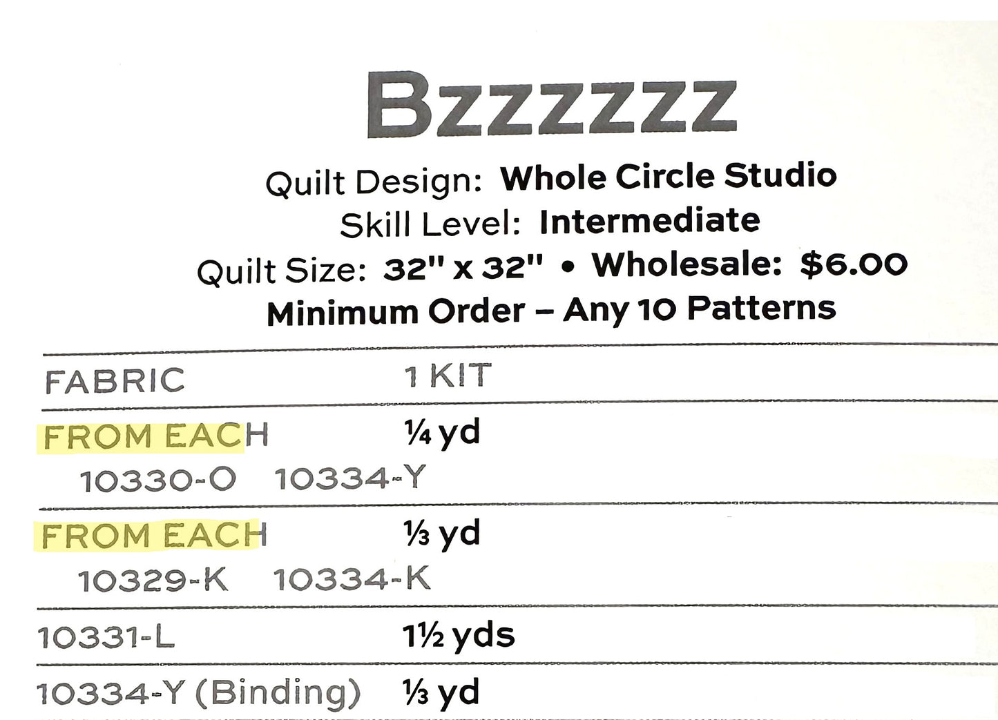Jinny by Alison Glass : Bzzzzzz Mini Quilt Kit