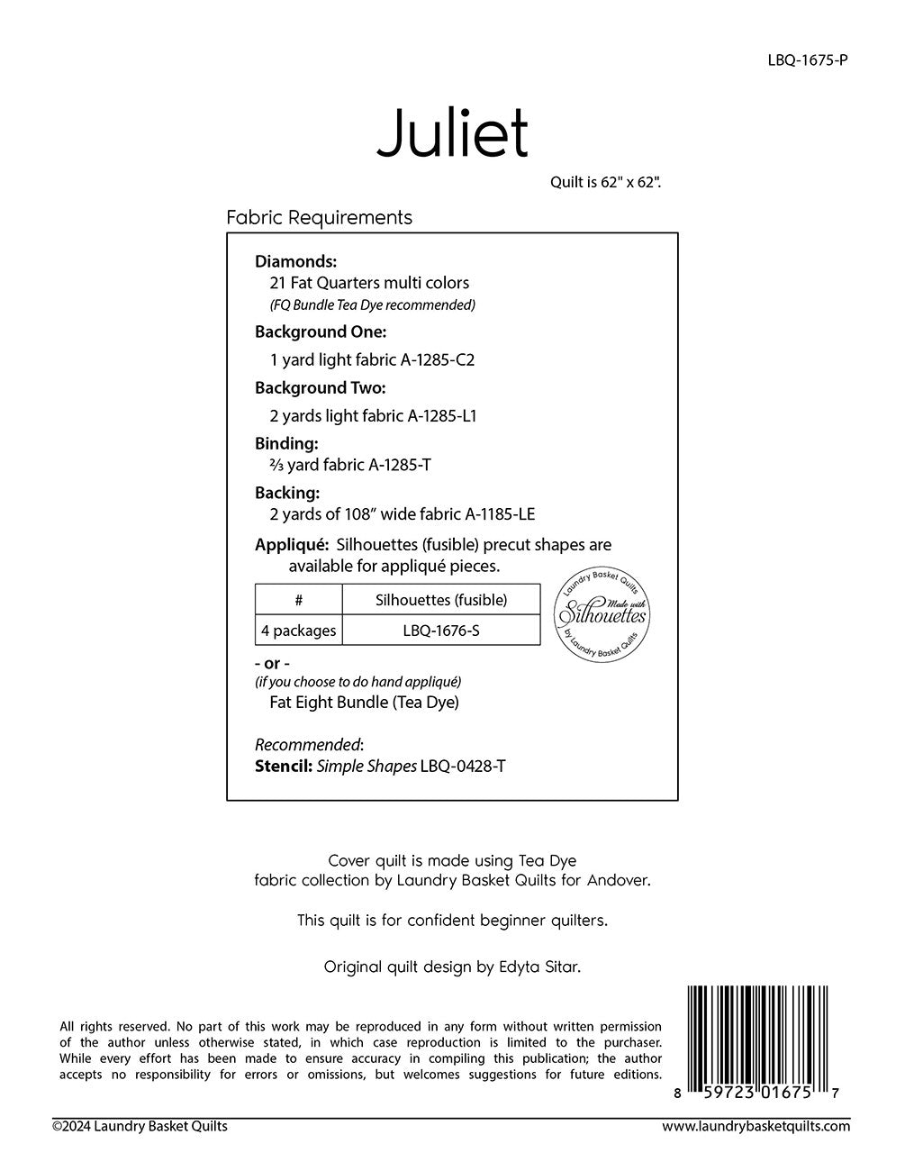 Juliet Quilt Pattern by Laundry Basket Quilts