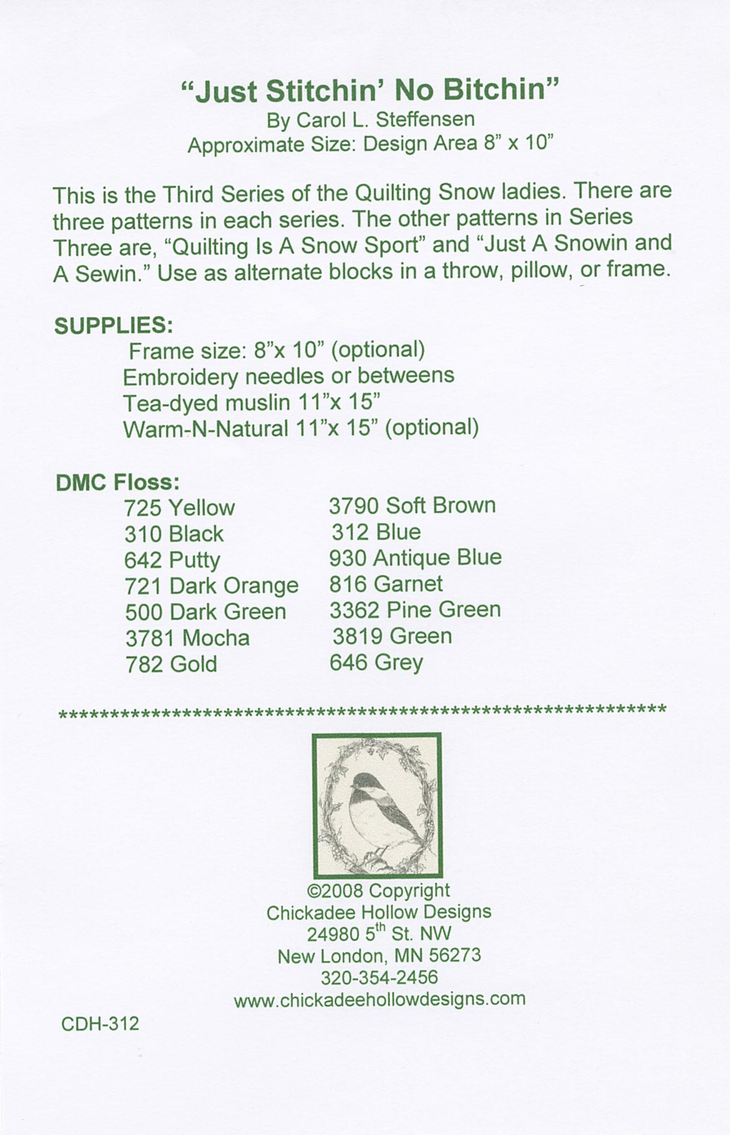 Just Stitching, No Bitchin # CDH312- Special Order