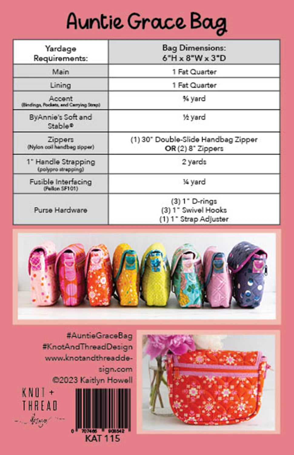 Auntie Grace Bag Pattern by Knot & Thread Design