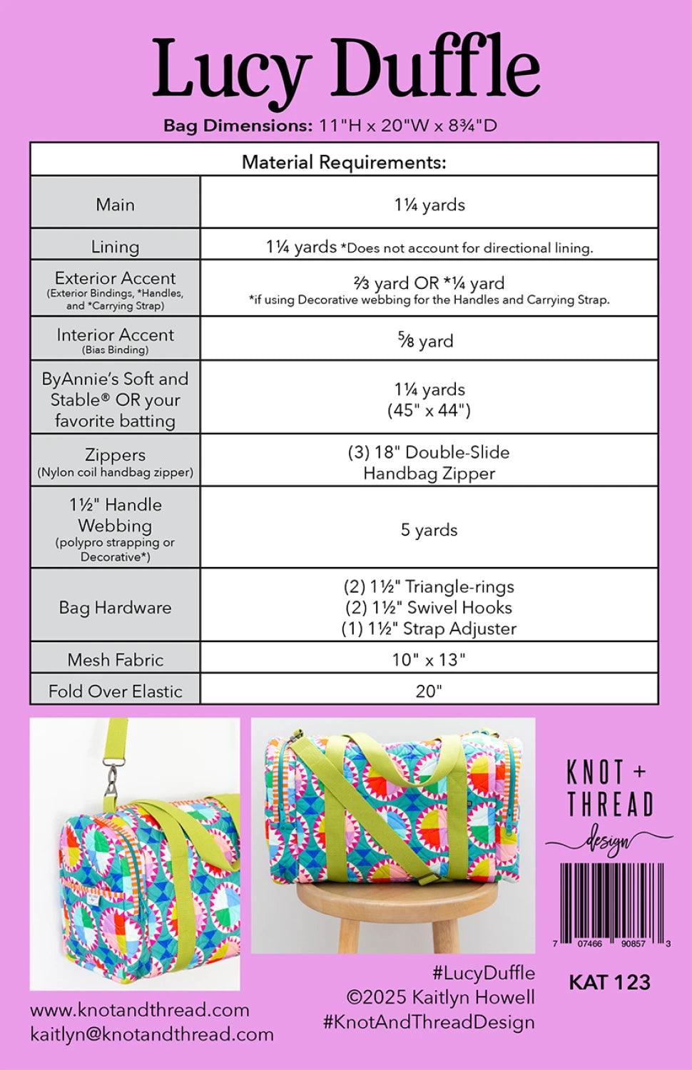 Lucy Duffle Pattern by Knot & Thread Design