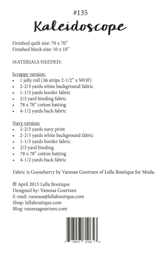 Kaleidoscope Quilt Pattern by Lella Boutique