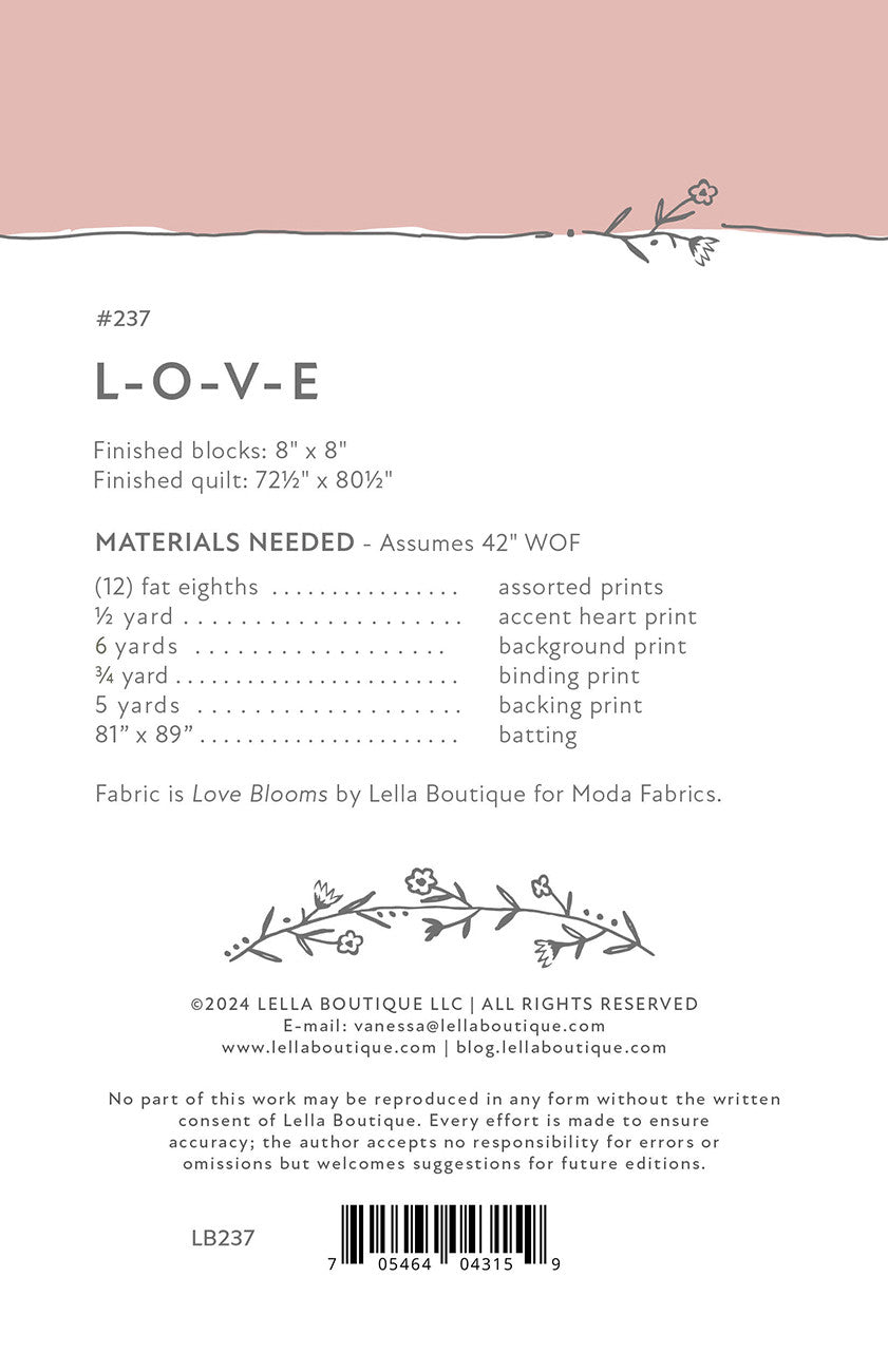 L-O-V-E Quilt Pattern by Lella Boutique