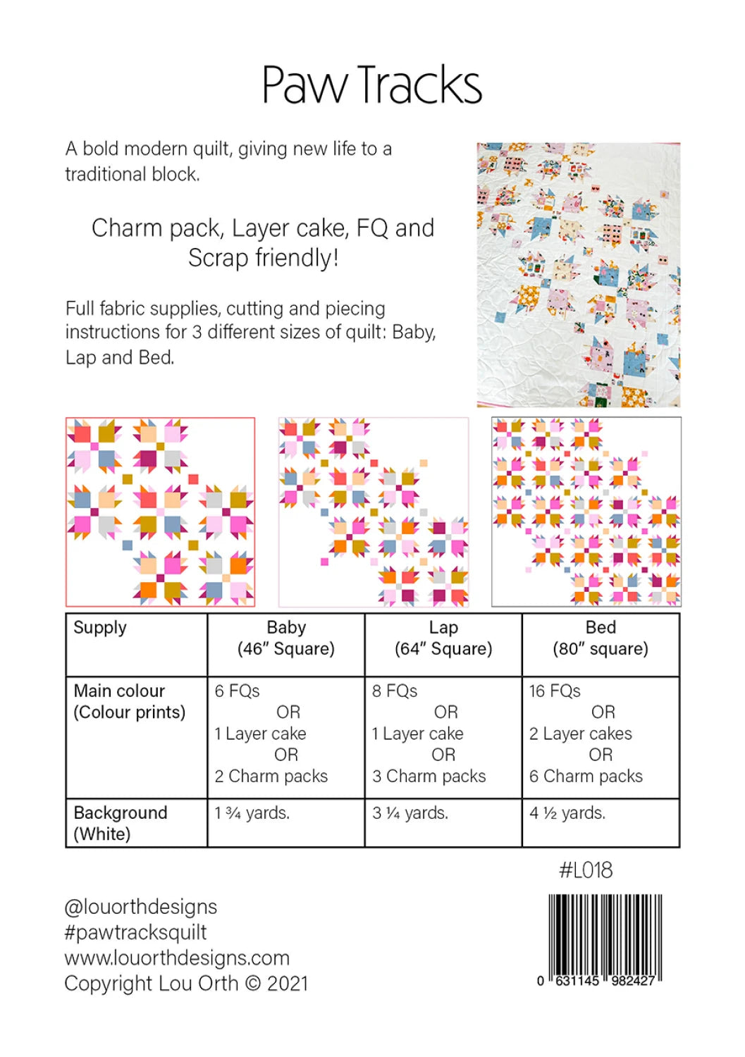 Paw Tracks Quilt Pattern by Lou Orth