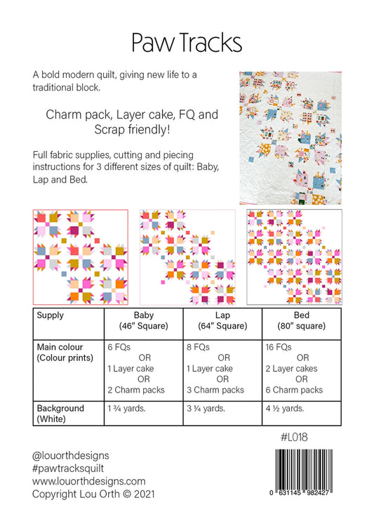 Paw Tracks Quilt Pattern by Lou Orth