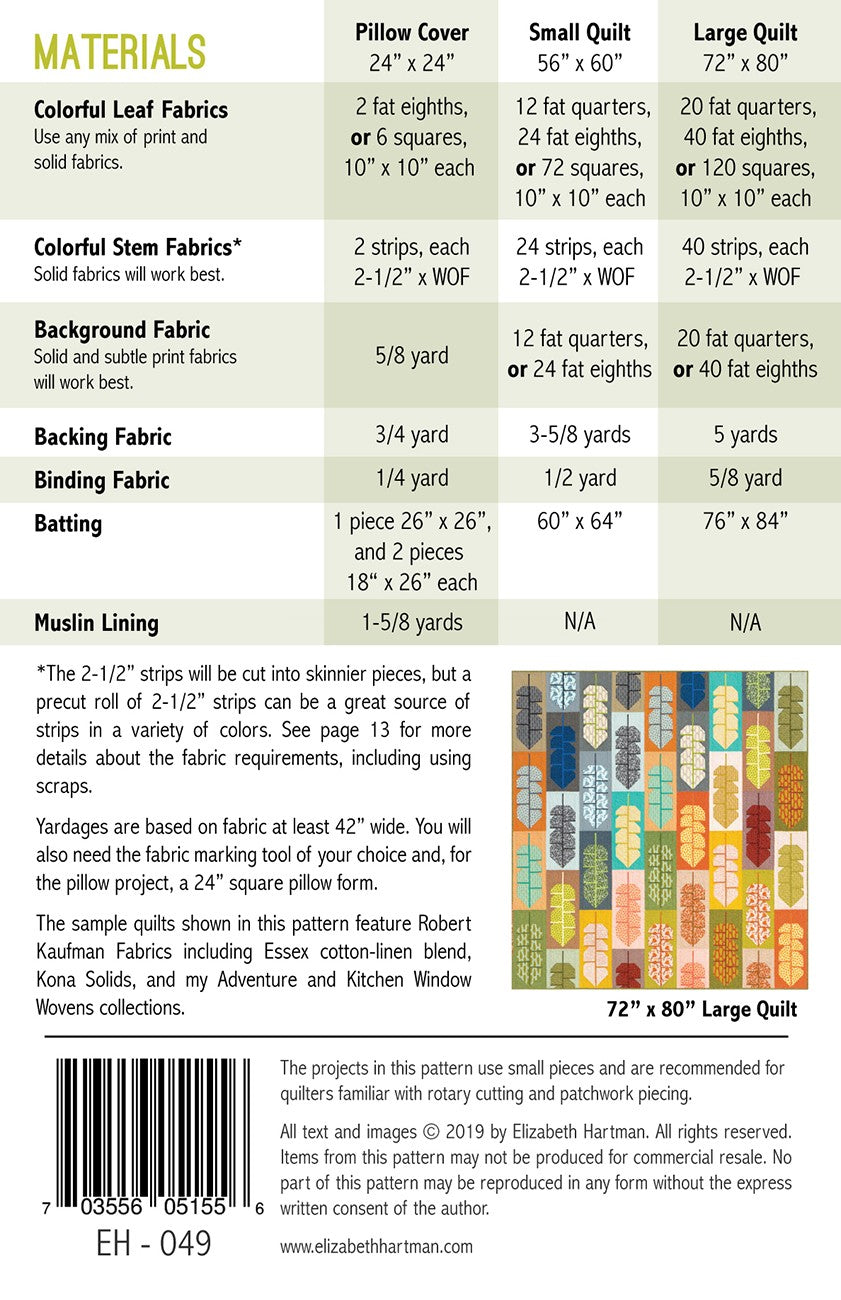 Leafy Quilt Pattern by Elizabeth Hartman