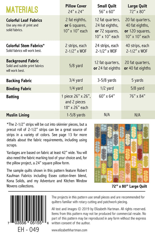 Leafy Quilt Pattern by Elizabeth Hartman