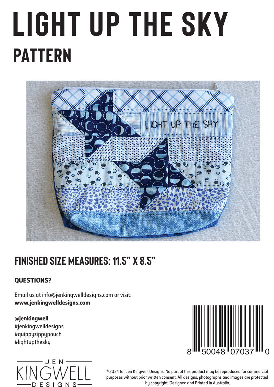 Light Up The Sky Quippy Zippy Pouch by Jen Kingwell Designs - Special Order