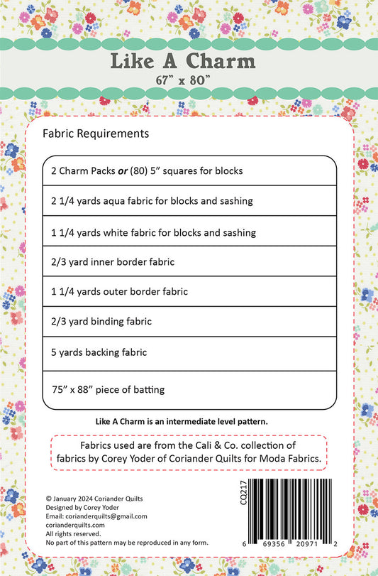 Like a Charm Quilt Pattern by Coriander Quilts - Special Order