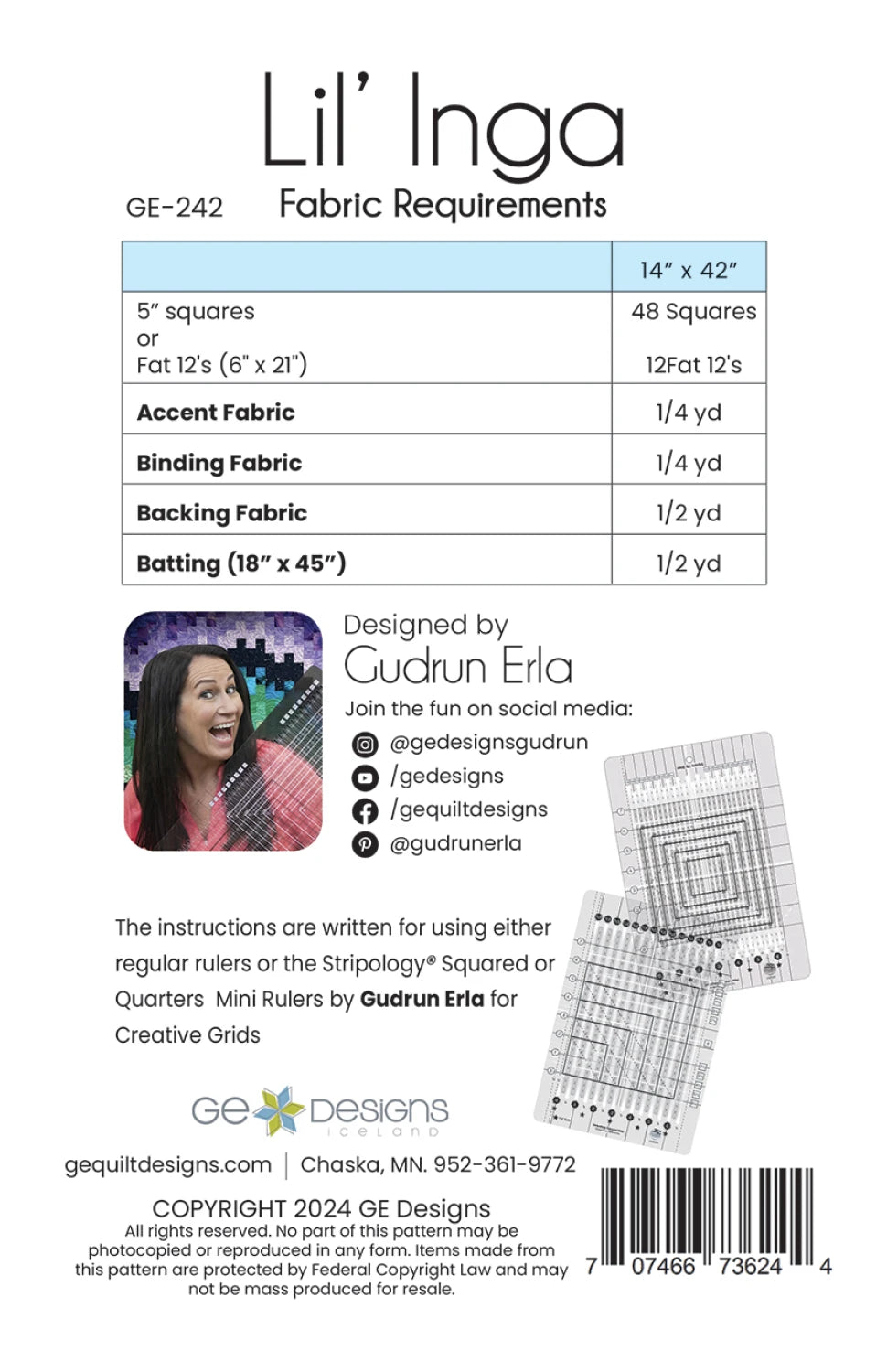 Lil' Inga Table Runner Pattern by GE Designs