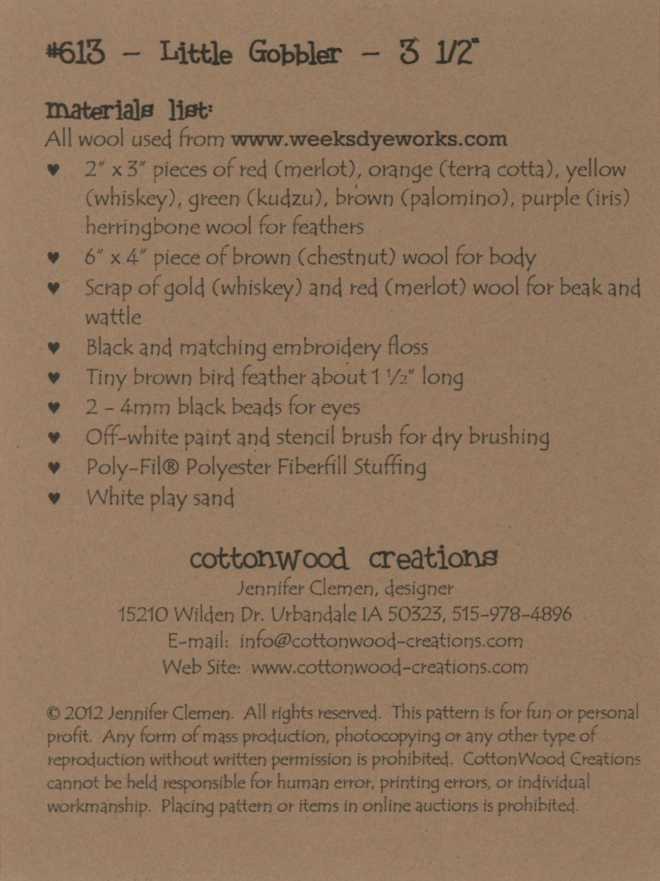 Little Gobbler # CWC613 - Special Order