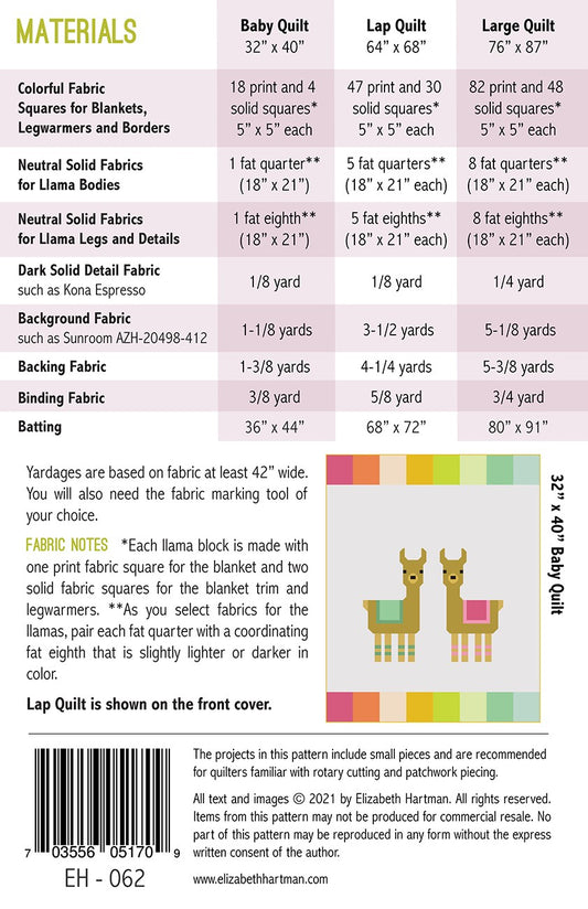 Little Llamas Quilt Pattern by Elizabeth Hartman