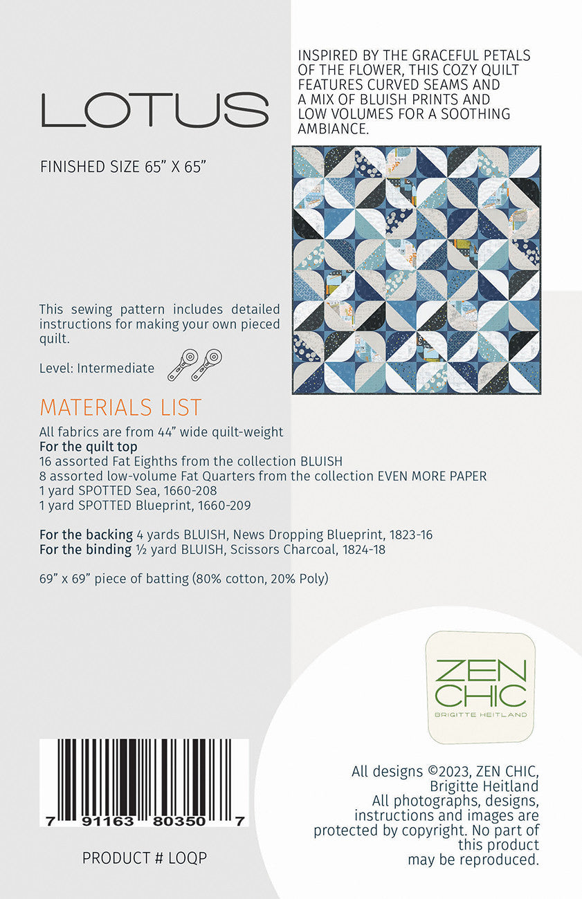 Lotus Quilt Pattern by Zen Chic