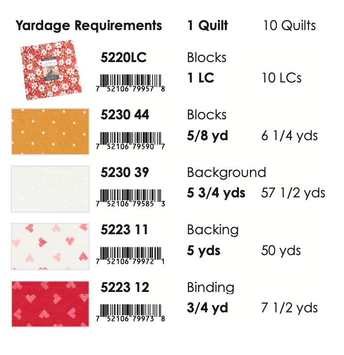 Love Blooms by Lella Boutique : Playing Cupid Quilt Kit