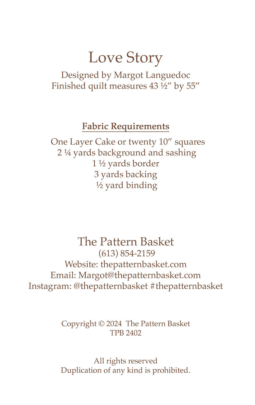 Love Story Quilt Pattern by The Pattern Basket