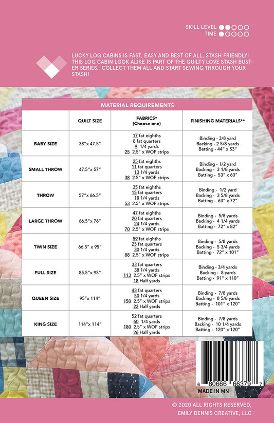 Lucky Log Quilt Pattern by Quilty Love