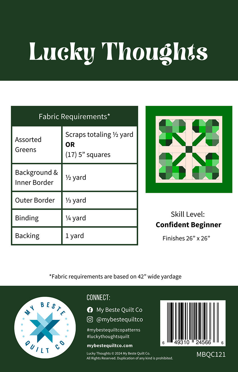 Lucky Thoughts Table Topper Pattern by My Beste Quilt Co.