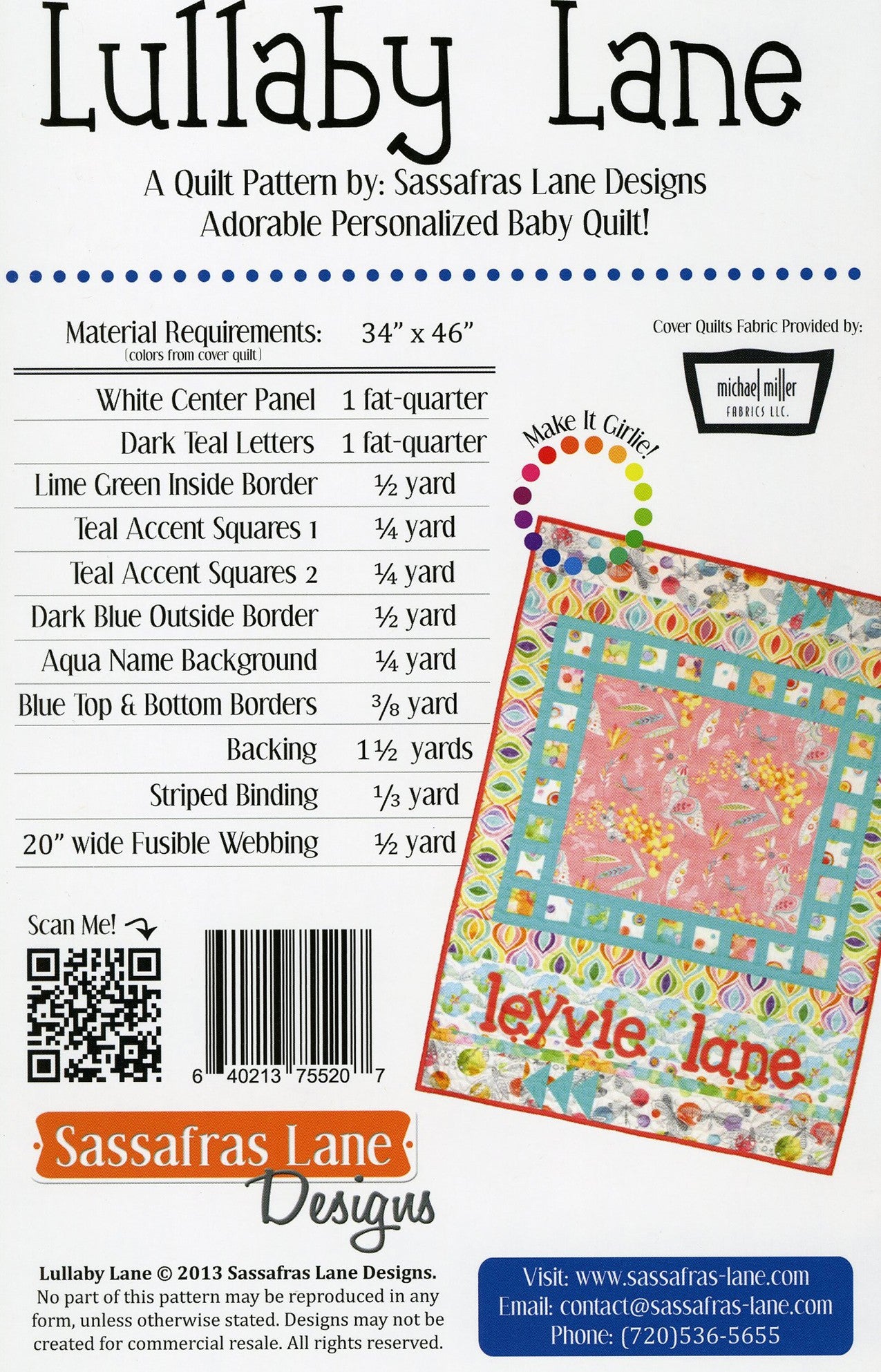 Lullaby Lane Quilt Pattern by Sassafras Lane - Special Order