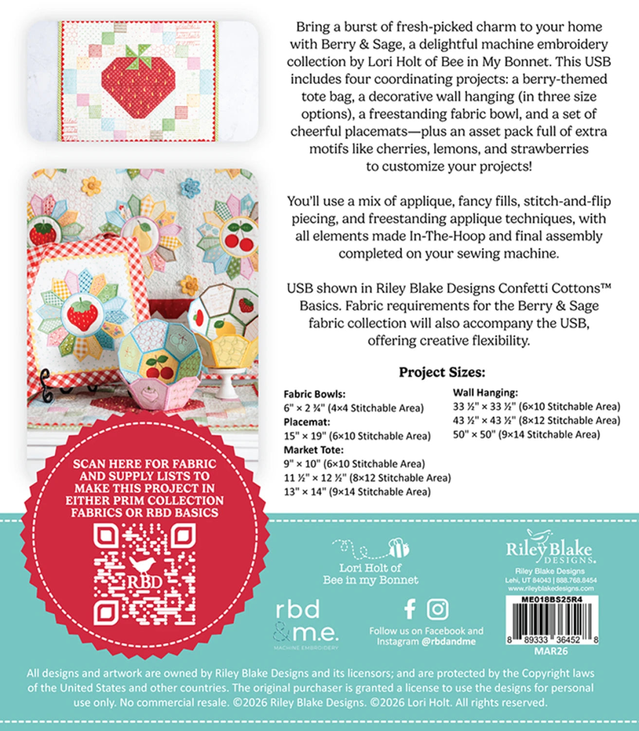 Berry and Sage Projects - Machine Embroidery USB