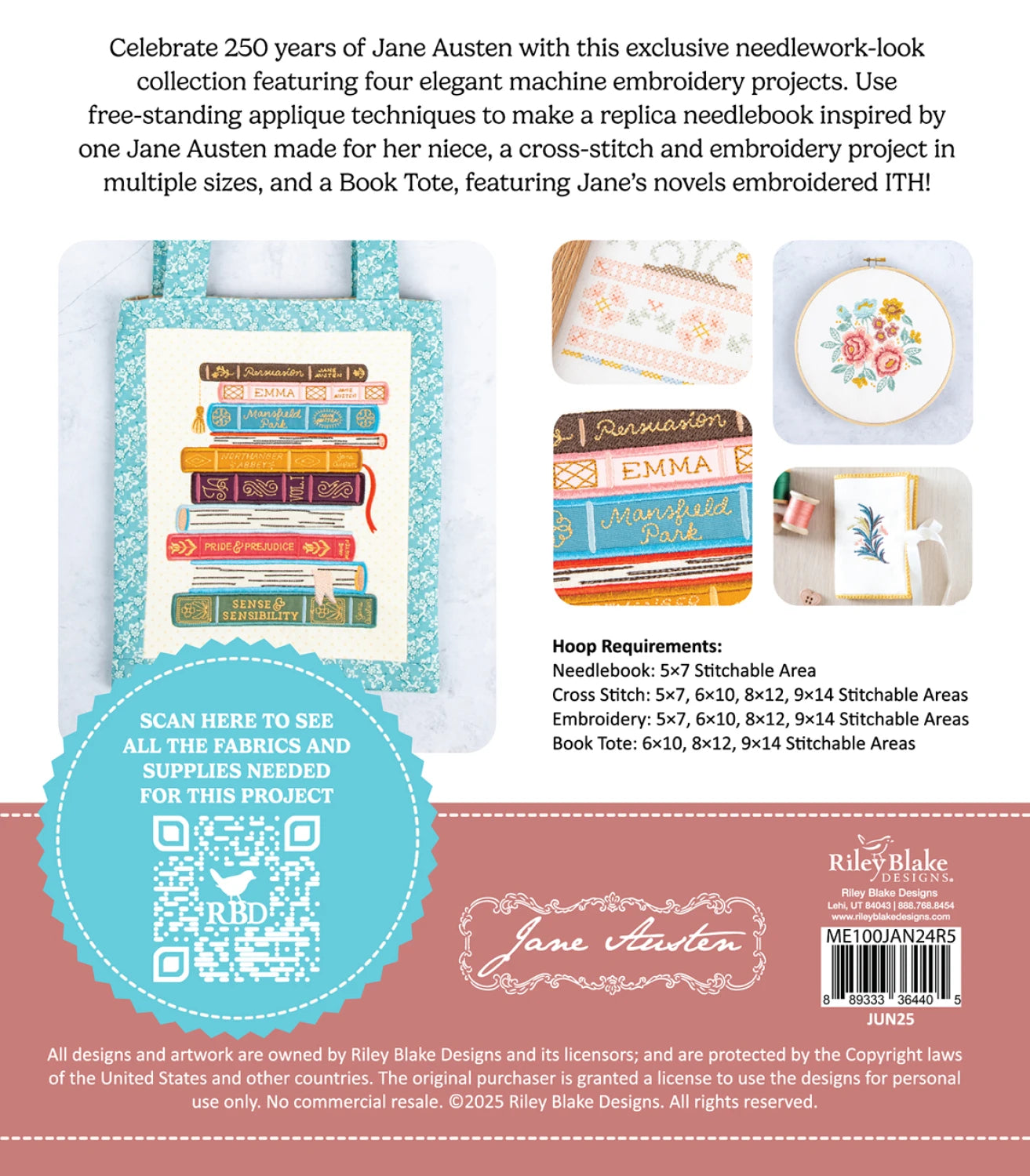 Jane Austin Needlework Projects - Machine Embroidery USB