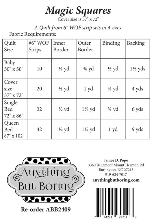 Magic Squares Quilt Pattern