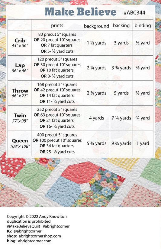 Make Believe Quilt Pattern Quilt Pattern by A Bright Corner