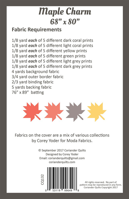 Maple Charm Quilt Pattern by Coriander Quilts - Special Order