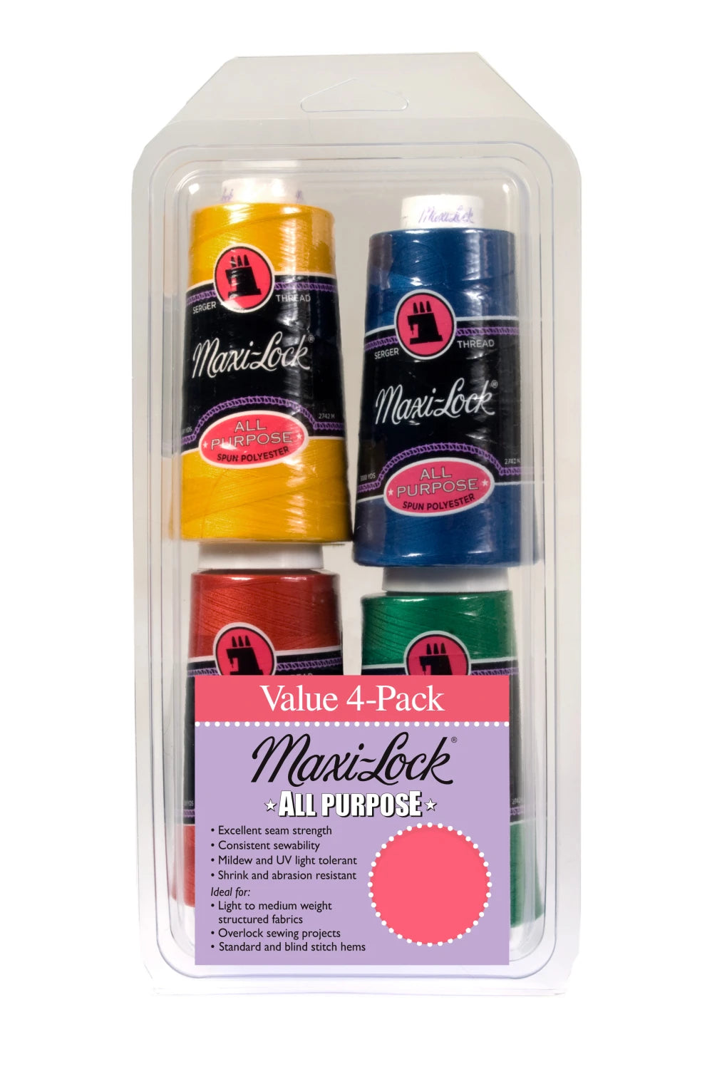 Maxi-Lock All Purpose Thread Set 4pk Brights # GGM0003 - Special Order
