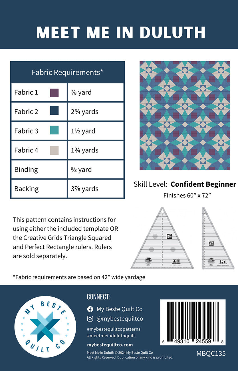 Meet Me In Duluth Quilt Pattern by My Beste Quilt Co.