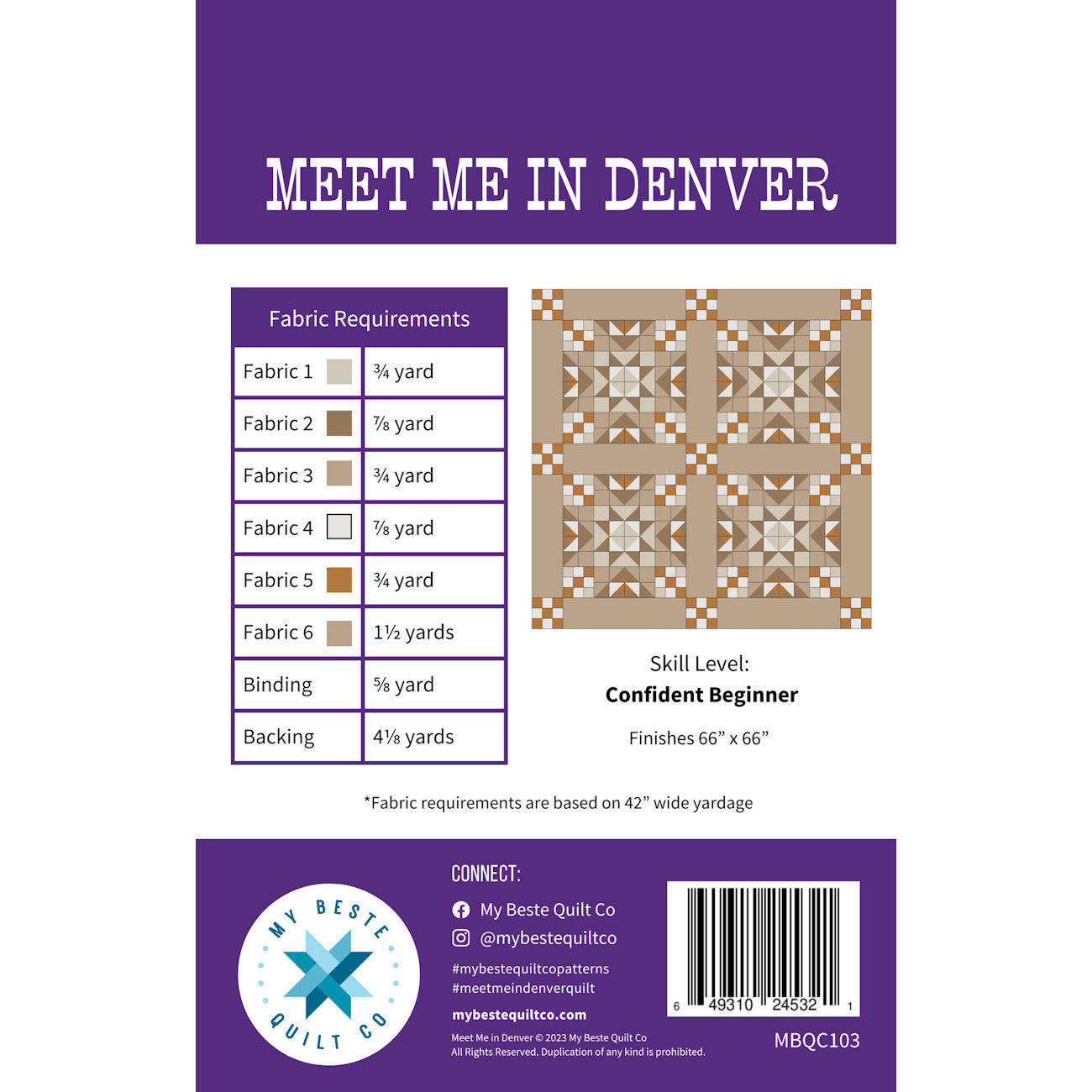 Meet Me in Denver Quilt Pattern by My Beste Quilt Co.