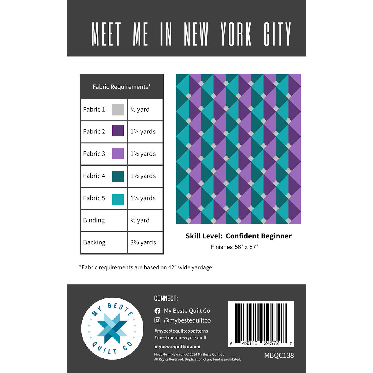 Meet Me in New York Quilt Pattern by My Beste Quilt Co