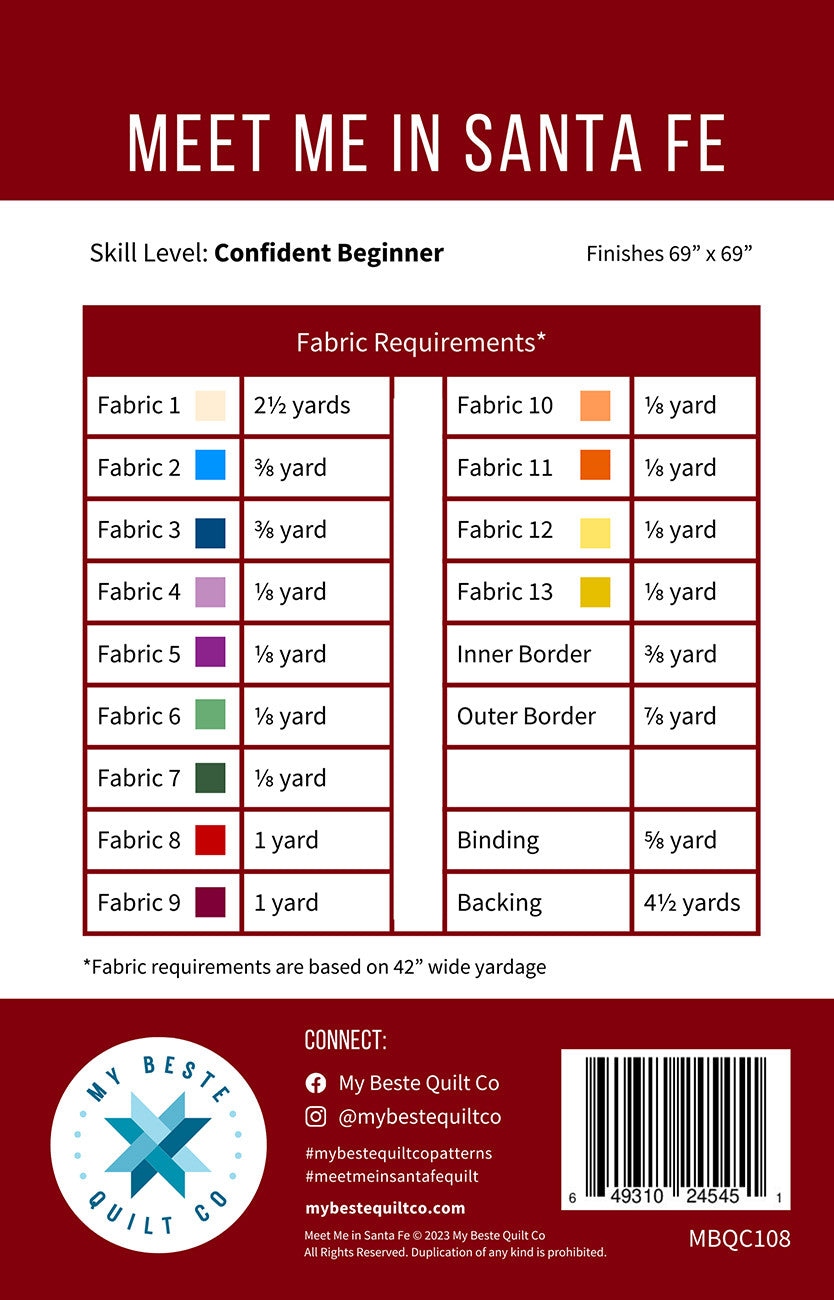 Meet Me in Santa Fe Quilt Pattern by My Beste Quilt Co.