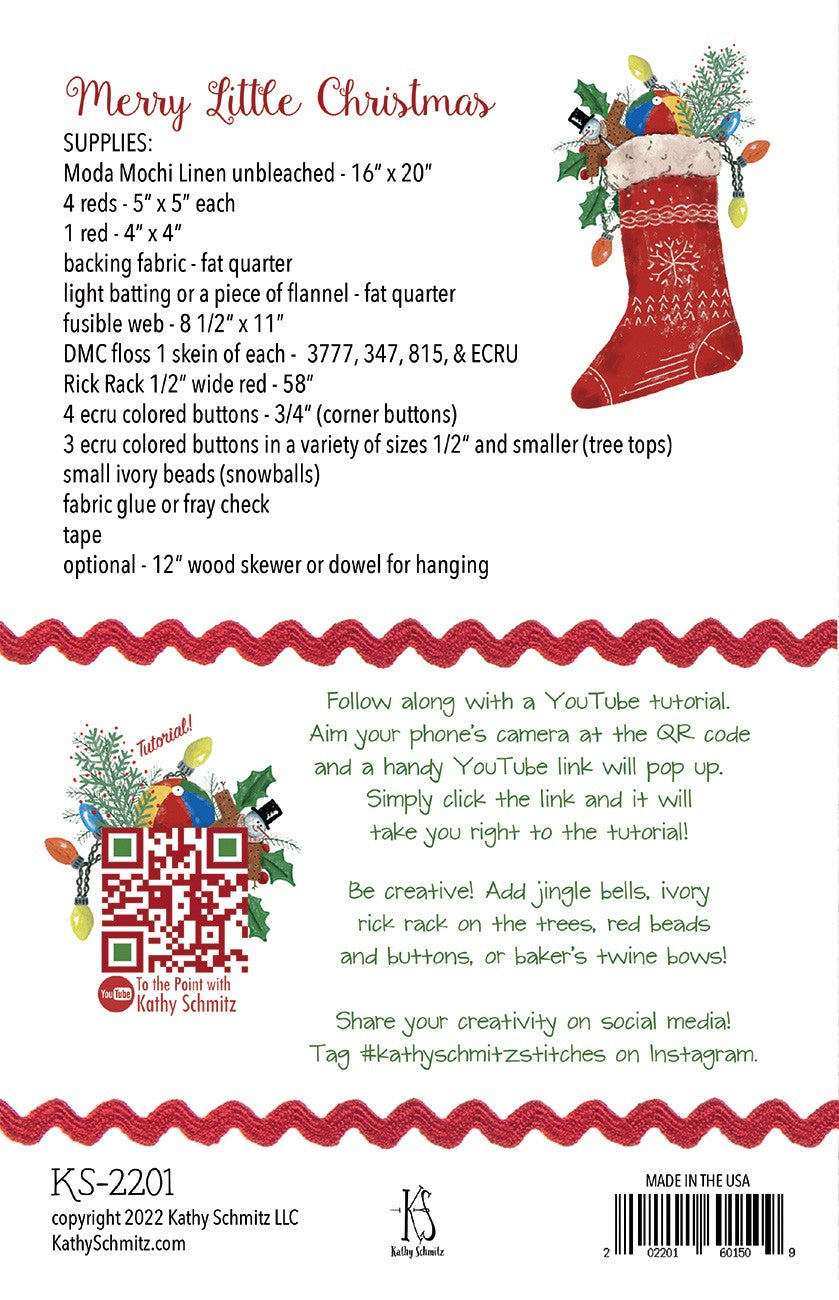 Merry Little Christmas Embroidery Pattern by Kathy Schmitz