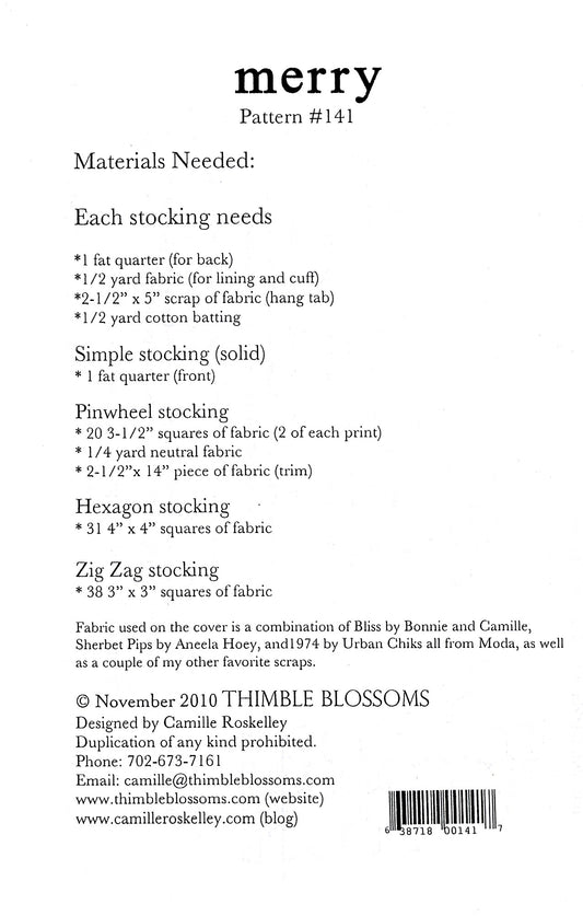 Merry Stockings Pattern by Thimble Blossoms