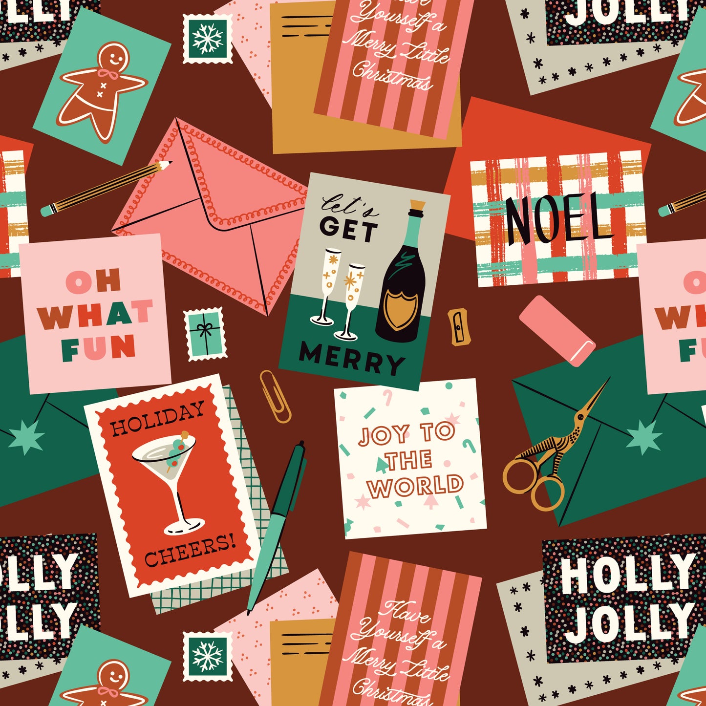 Merry and Mod by Shelby Warwood : Merry Messages Burgundy 229149