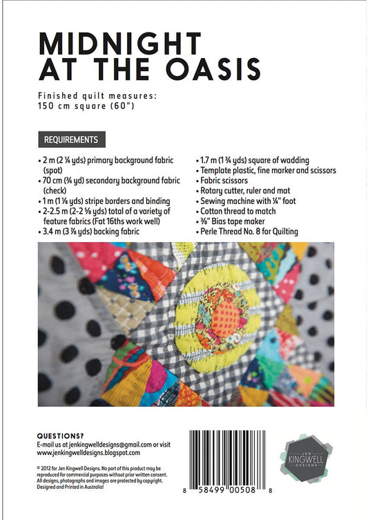 Midnight At The Oasis Pattern by Jen Kingwell Designs - Special Order