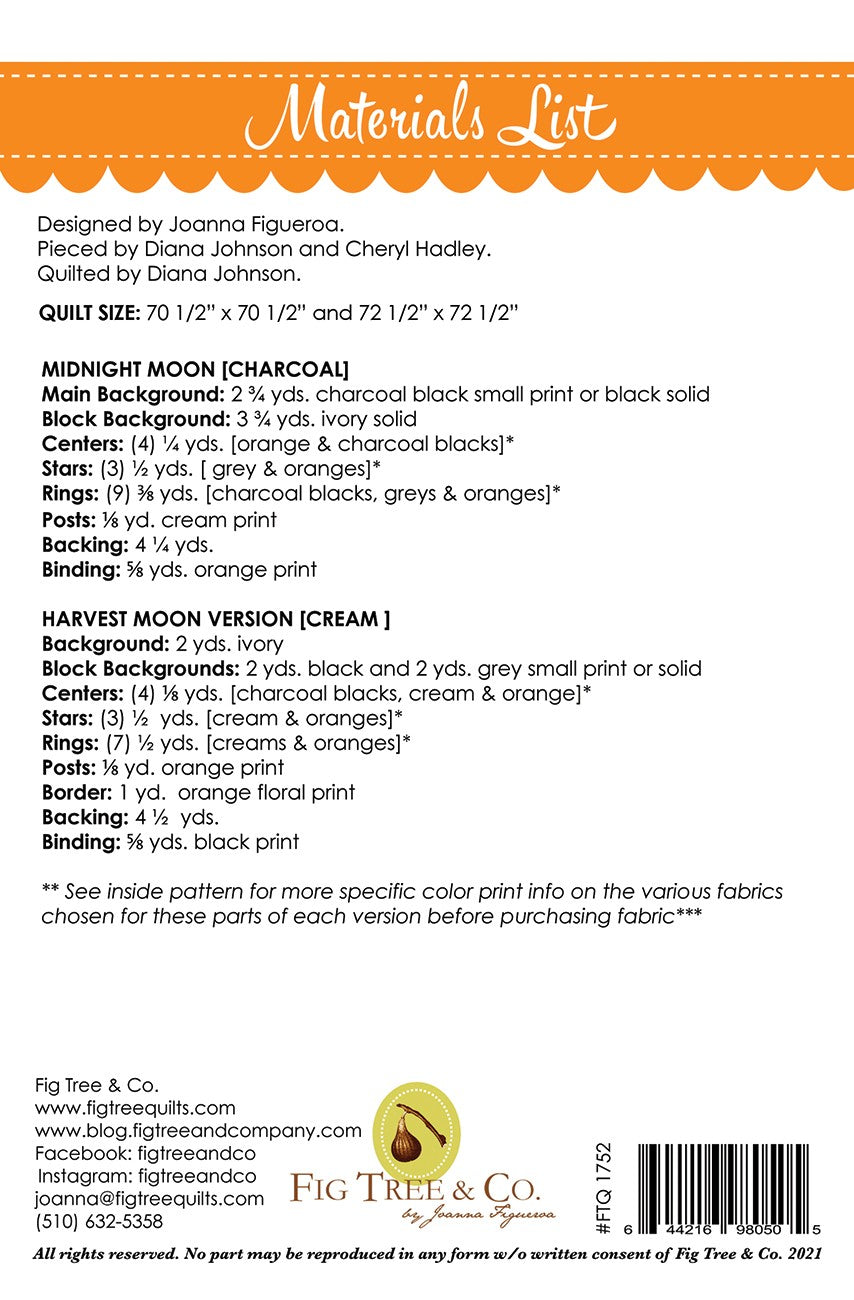 Midnight Moon Quilt Pattern by Fig Tree & Co.