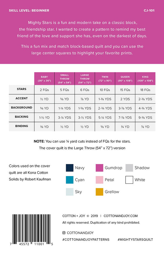 Mighty Stars Quilt Pattern by Cotton and Joy