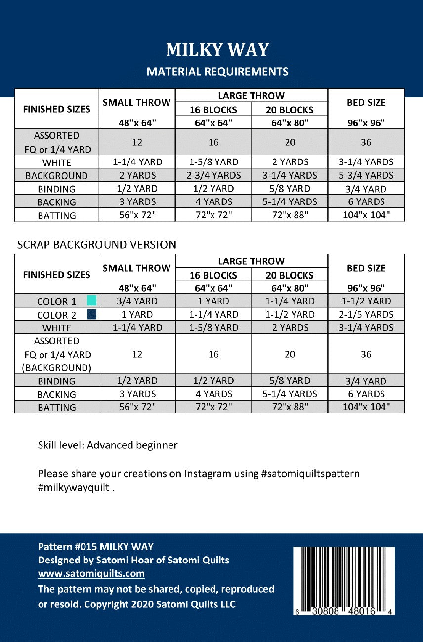 Milky Way Quilt Pattern by Satomi Quilts