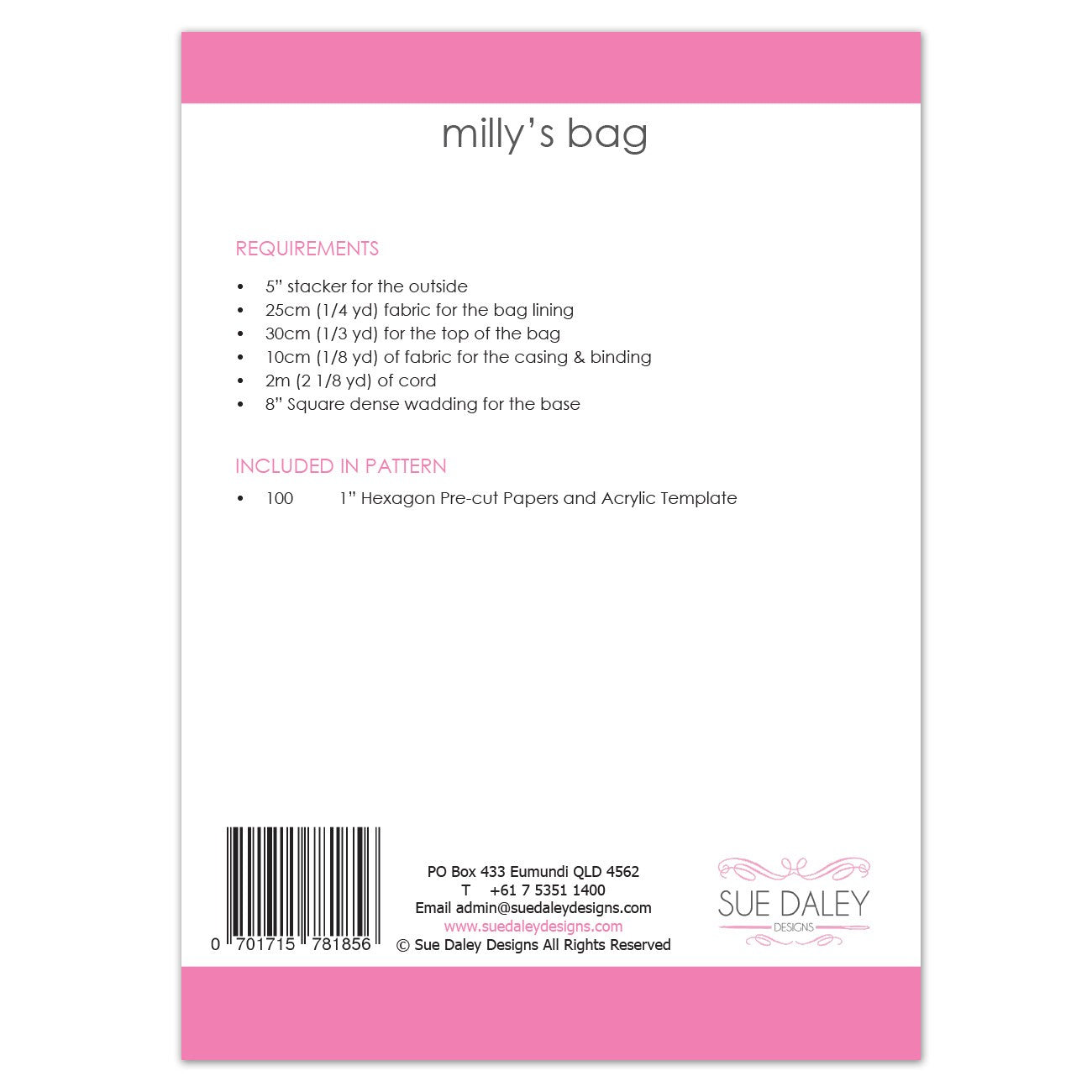 Milly's Bag Pattern - Special Order