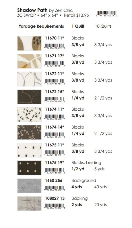 Mira by Zen Chic : Shadow Path Quilt Kit