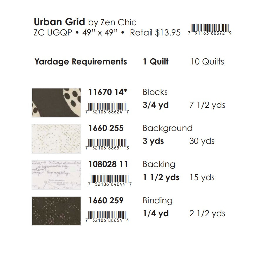 Mira by Zen Chic : Urban Grid Quilt Kit